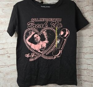 Selena Gomez Black Tee with Pink Phone Graphic